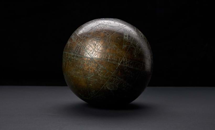 Inline Image - Lot 73: A Celestial Globe, engraved in brass by "Iskandrani", depicting zodiac signs and stellar constellations [probably Safavid Persia, dated 1128 AH (1716 AD)] | Est. £4,000-6,000 (+fees)