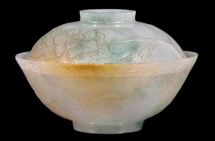 Inline Image - A Chinese white and green jadeite bowl and cover, sold for £4,000 hammer price, 23 May 2019
