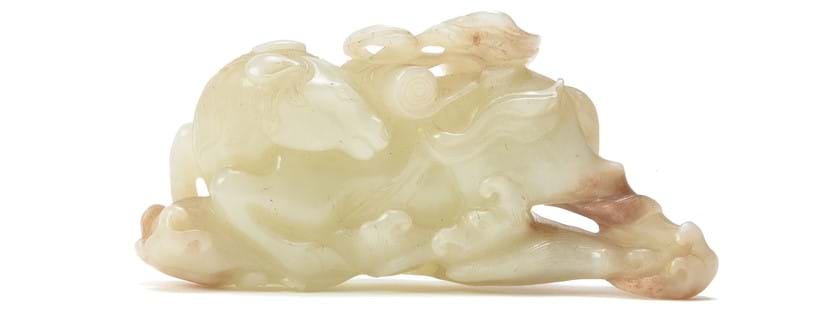 Inline Image - A Chinese pale celadon and russet jade carving of the ‘Heavenly Horse’, Tian Ma, Qing Dynasty, 18th century | Sold for £12,000 hammer price, 11 November 2020