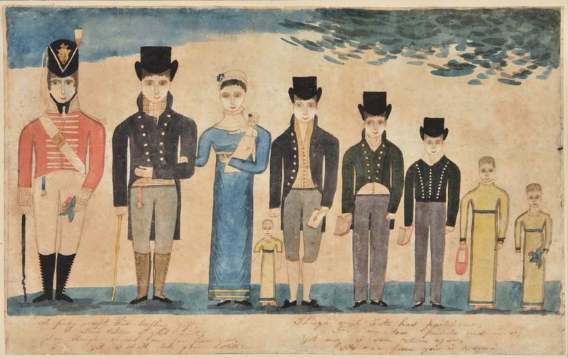 Inline Image - Lot 111: Irish School (c.1816), 'William Winter and his family', pen, ink and watercolour | Est. £4,000-6,000 (+fees)