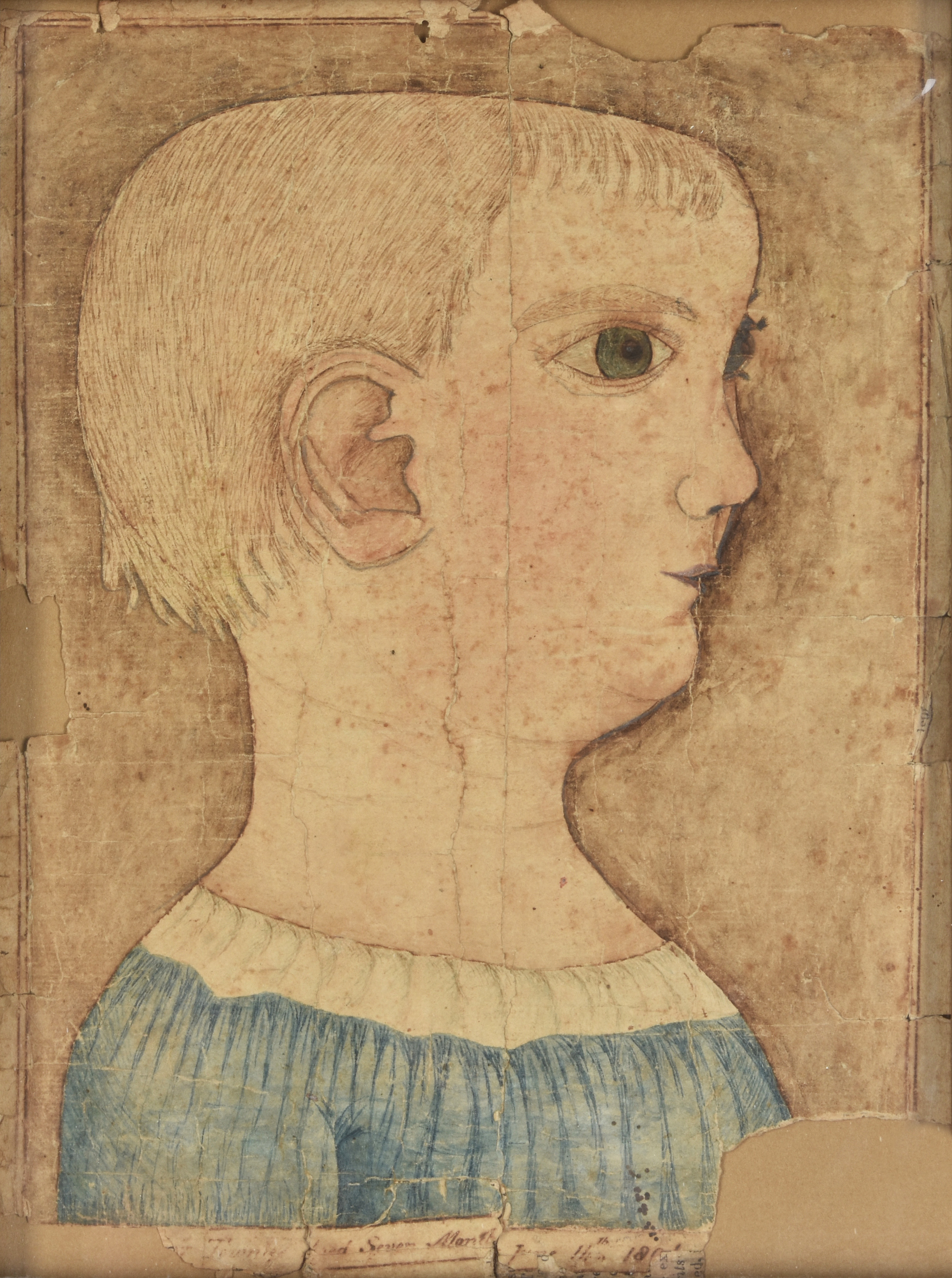 Inline Image - Lot 103: American Naive School (19th century), 'Portrait of a child', Pen, ink and watercolour | Est. £3,000-5,000 (+fees)