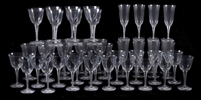 Inline Image - Lalique, Cristal Lalique, Treves, a clear glass table service of wine glasses, 1952-2006 | Sold for £1,750 (July 2020)