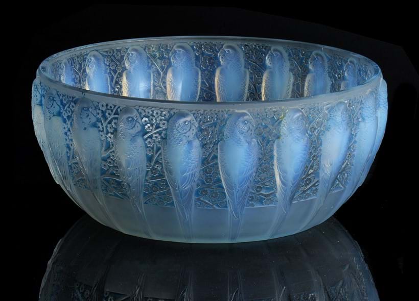 Inline Image - Lalique, René Lalique, Perruches, an opalescent and blue stained glass bowl | Sold for £4,000 (October 2020)