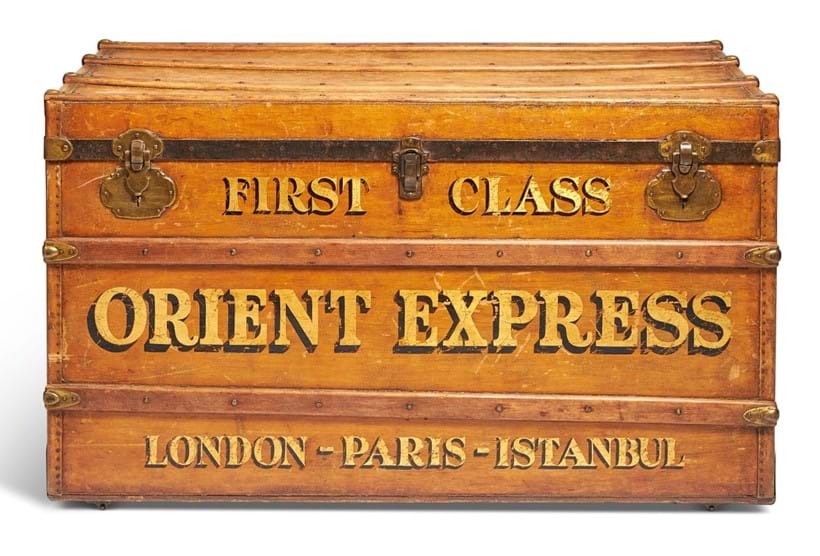 Inline Image - Lot 110: A RAILWAY OR STEAMER TRUNK 'FIRST CLASS ORIENT EXPRESS LONDON- PARIS -ISTANBUL' EARLY 20TH CENTURY | Sold for £16,250