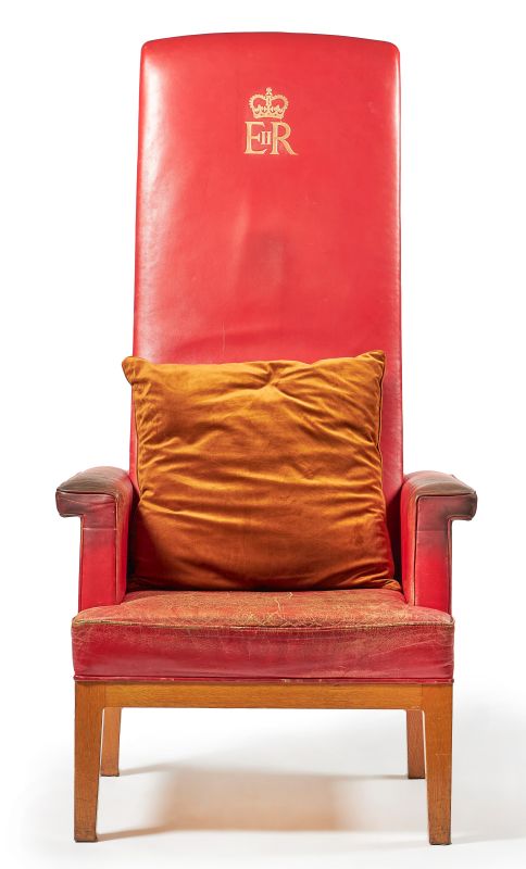 Lot 152: A red leather high back armchair, third quarter 20th century