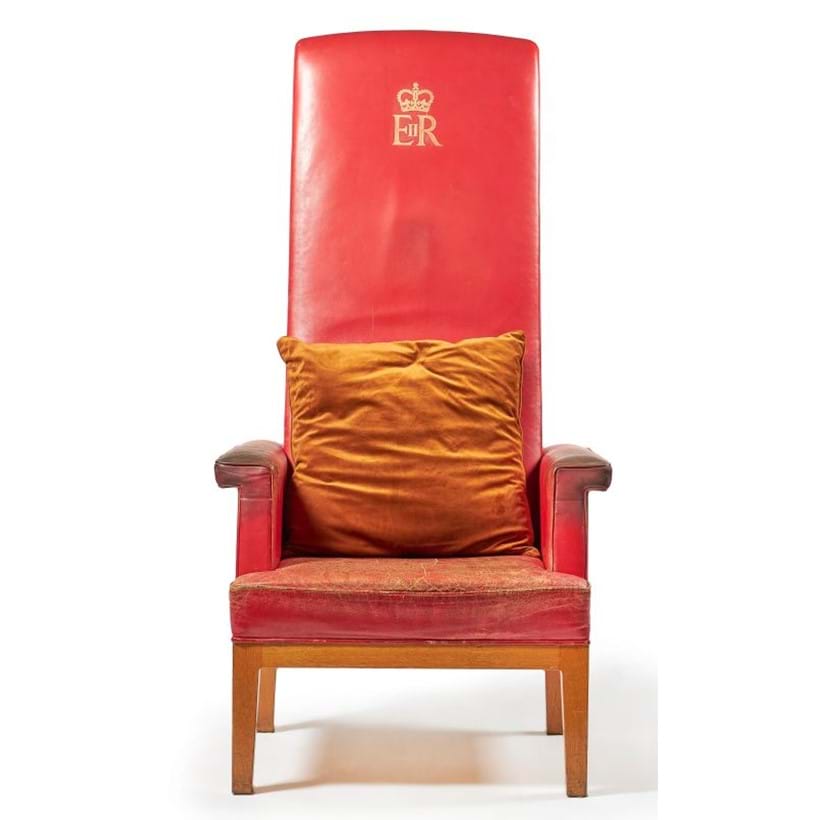 Inline Image - Lot 152: THE LIBRARY RED LEATHER HIGH BACK ARMCHAIRTHIRD QUARTER 20TH CENTURY | Sold for £12,500