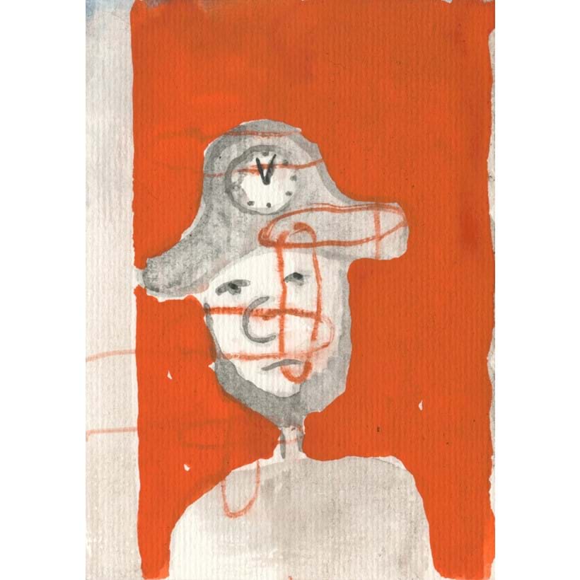 Inline Image - Lot 570: Walter Swennen, 'Captain Time, 2020', Watercolour and Ink on Paper | Sold for £1,000