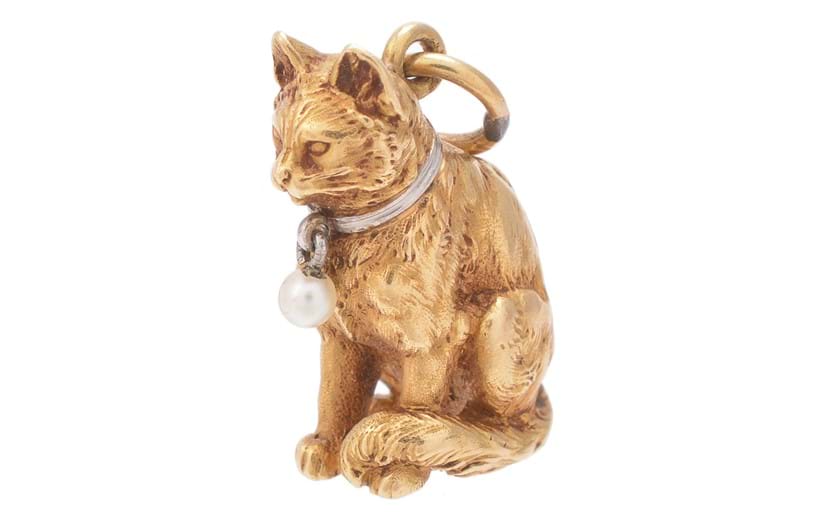 Inline Image - Lot 177: A French early 20th century gold cat pendant, circa 1905 | Est. £250-350 (+fees)