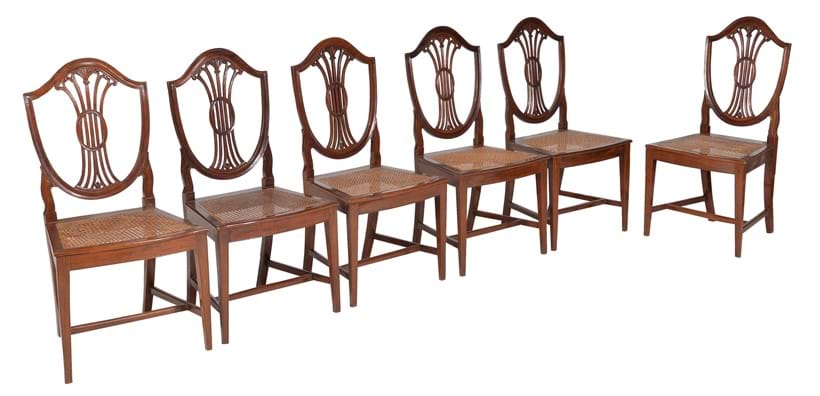 Inline Image - Lot 688: A set of six Chinese Export exotic hardwood dining chairs, circa 1790 | Est. £700-1,000 (+fees)