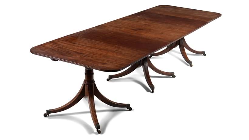Inline Image - Lot 714: A George III mahogany triple pedestal dining table, circa 1800 | Est. £5,000-8,000 (+fees)