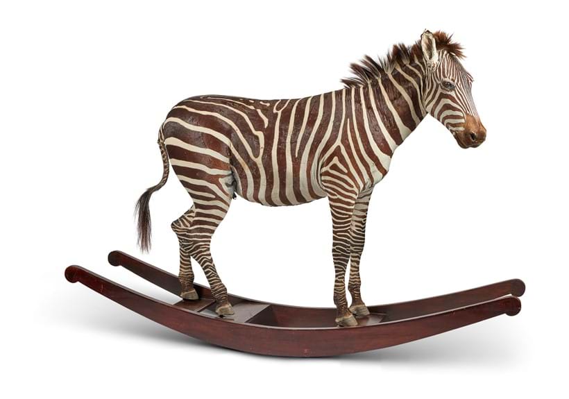 Inline Image - Lot 77: 'THE ORIGINAL AYNHOE ROCKING ZEBRA' BY JAMES PERKINS, 2013 | Sold for £40,000
