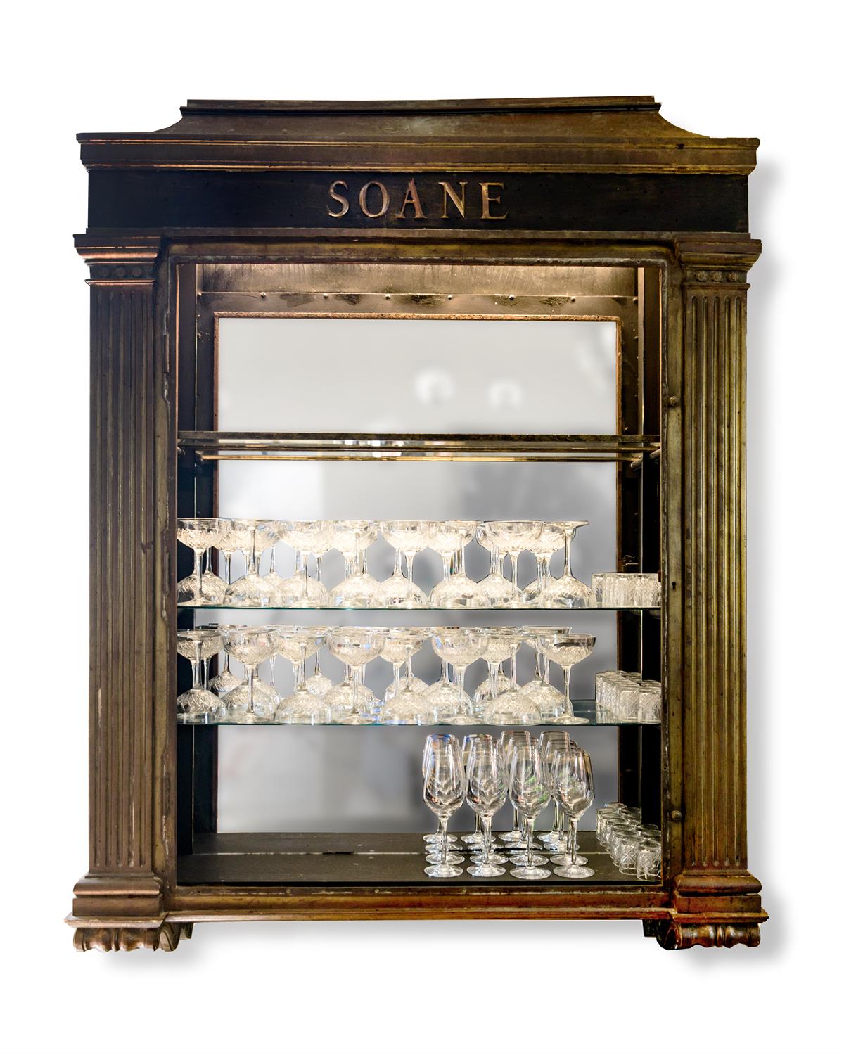 Inline Image - Lot 345: A PATINATED BRONZE WALL CABINET, MODERN, With SOANE to the pediment | Sold for £9,375