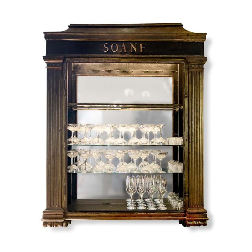 Inline Image - Lot 345: A PATINATED BRONZE WALL CABINET, MODERN, With SOANE to the pediment | Sold for £9,375