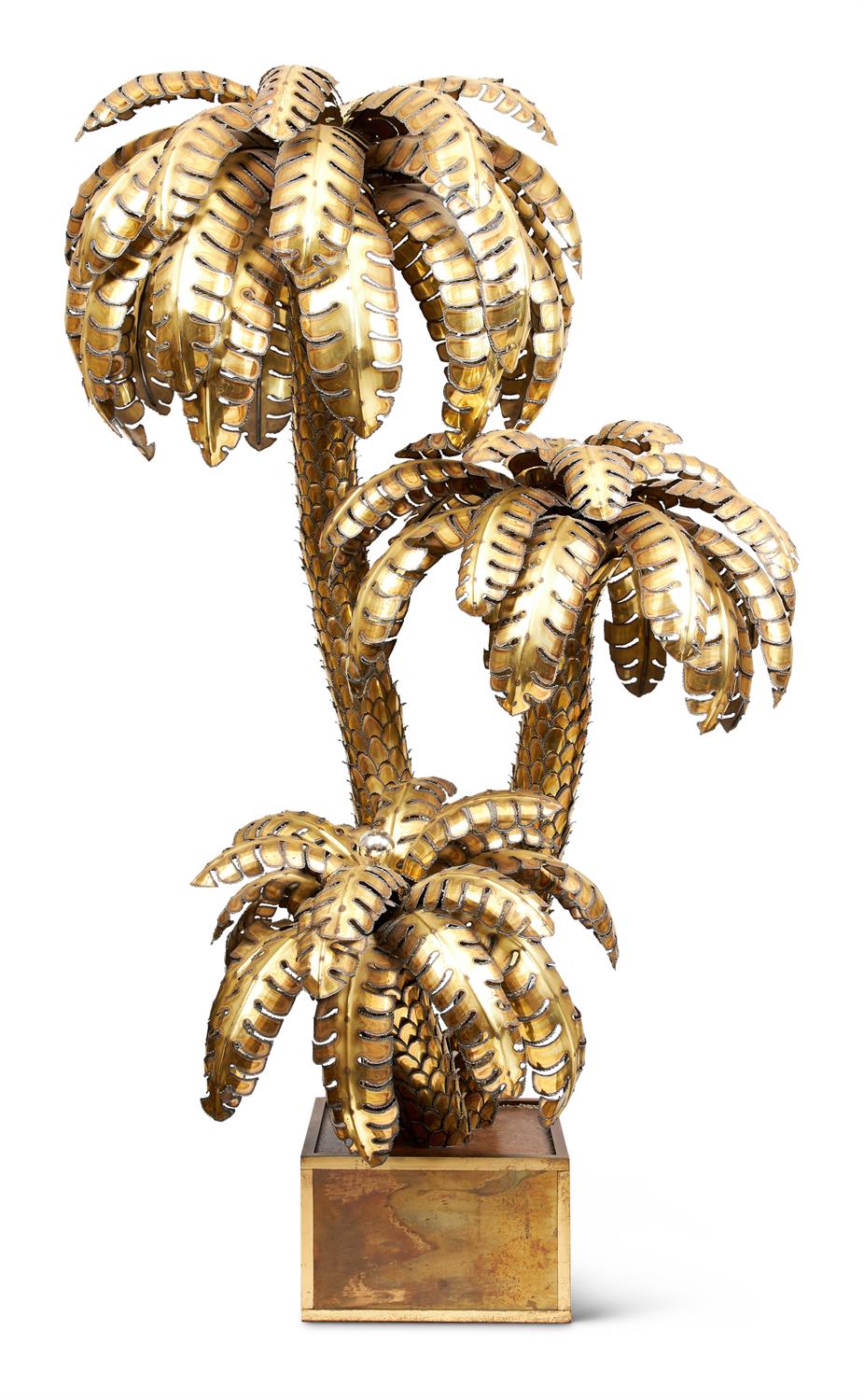Inline Image - Lot 461: A BRASS PALMIER FLOOR LAMP ATTRIBUTED TO MAISON JANSEN, 1970S |  Est. £3,000-5,000 (+fees) | Sold for £23,750