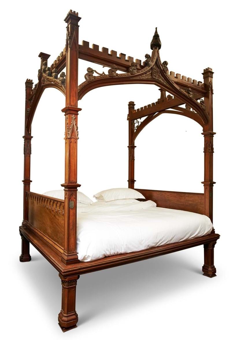 Inline Image - Lot 473: A VICTORIAN GOTHIC REVIVAL FOUR POSTER BED, CIRCA 1860 | Est. £4,000-6,000 (+fees) | Sold for £13,750