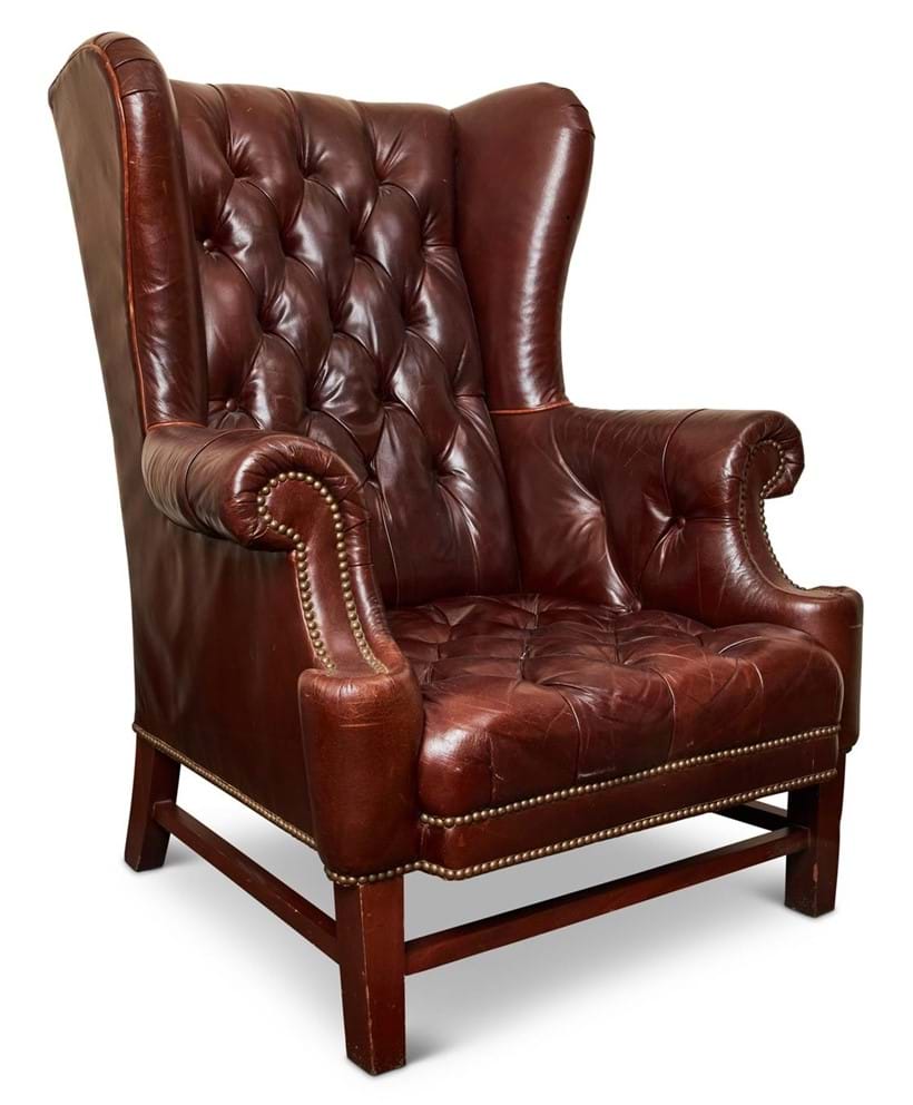 Inline Image - Lot 579: A PAIR OF GEORGE III STYLE BUTTON UPHOLSTERED WING ARMCHAIRS, BY RALPH LAUREN | Est. £1,000-1,500 (+fees) | Sold for £10,000