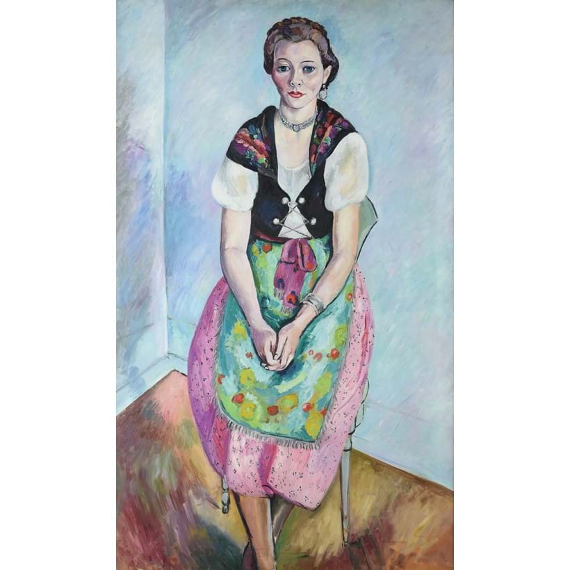 Inline Image - Edward Wolfe (British 1897-1981), 'Jet Fairley in Swiss Costume', Oil on canvas | Est. £2,000-3,000 (+fees)
