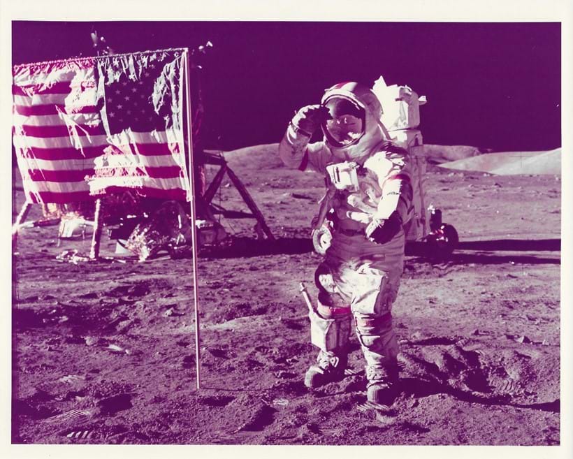 Inline Image - Lot 356: Apollo 17. Last man to walk on the Moon salutes American flag | Est. £400-600 (+fees)