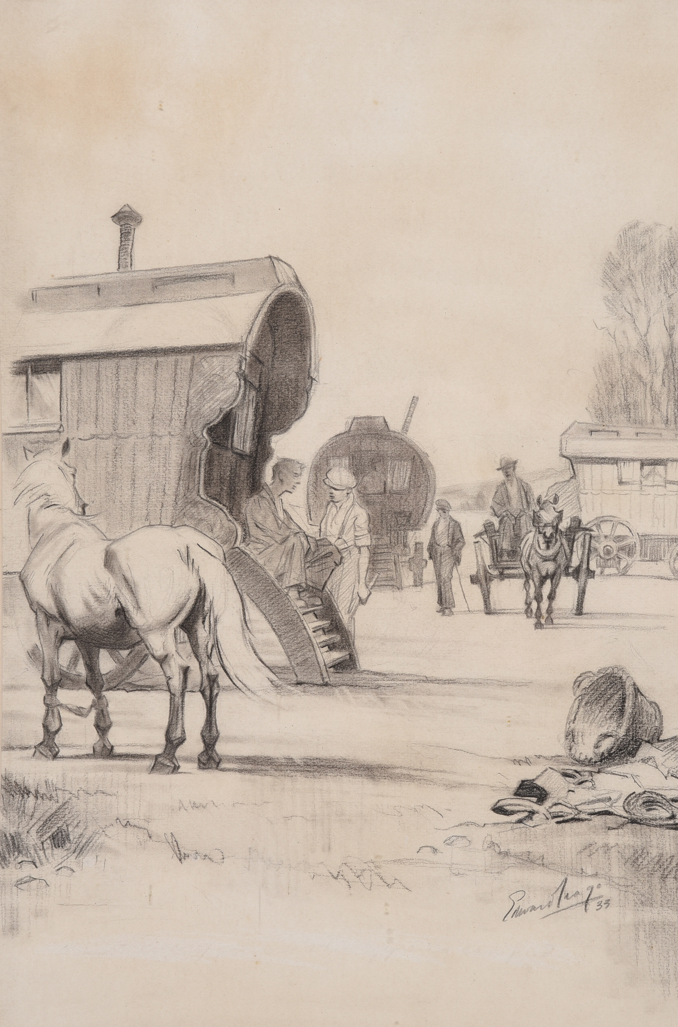 Inline Image - Lot 106: λ Edward Seago (British 1910-1974), 'Gypsy encampment', Pencil | Est. £1,500-2,000 (+fees)
