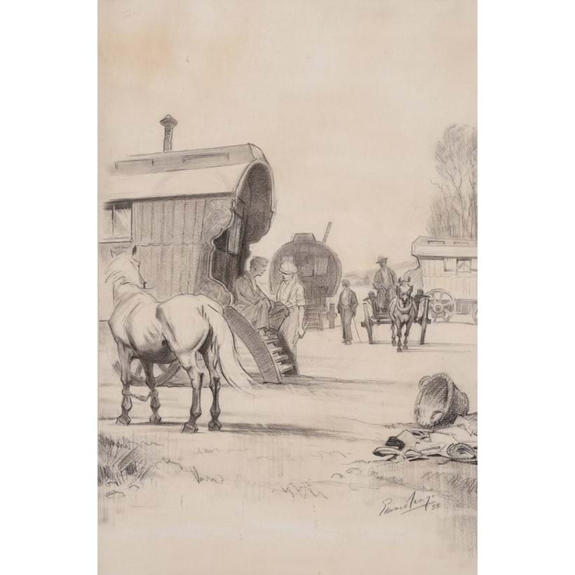 Inline Image - Lot 106: λ Edward Seago (British 1910-1974), 'Gypsy encampment', Pencil | Est. £1,500-2,000 (+fees)
