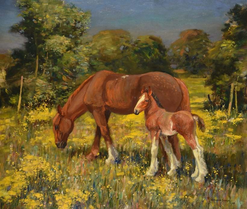 Inline Image - Lot 107: Edward Seago (British 1910-1974), 'Horses in a Norfolk landscape', Oil on canvas | Est. £8,000-12,000 (+fees)