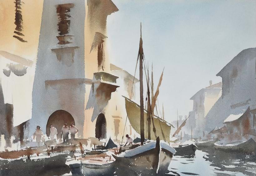 Inline Image - Lot 112: λ Edward Seago (British 1910-1974), 'Summer Morning, Chioggia', Watercolour | Est. £5,000-8,000 (+fees)