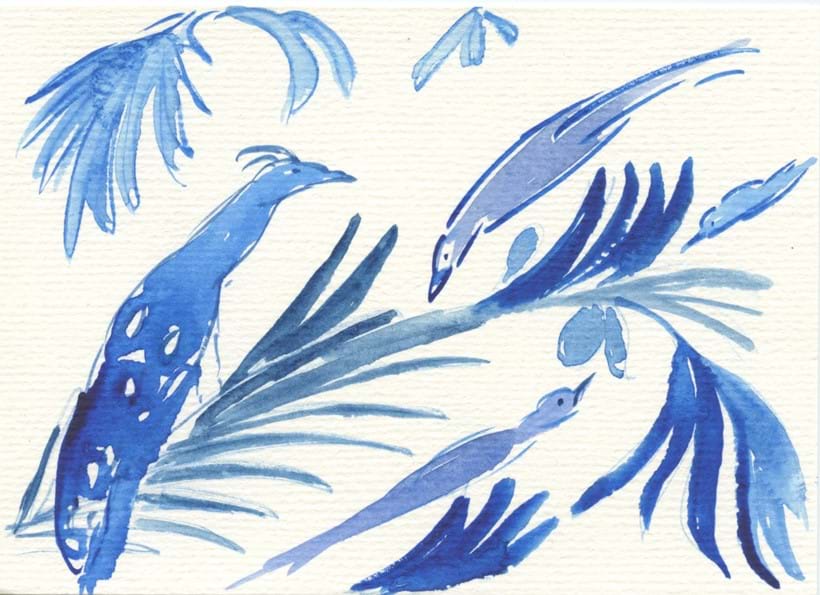 Inline Image - Lot 277: Chloë Manasseh, 'The Bird's Tale, 2021', Watercolour on Paper | Bidding starts at £50