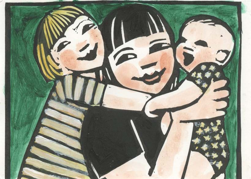 Inline Image - Lot 35: Anita Klein, 'Mother of Two, 2020', Linocut and Acrylic on Paper | Bidding starts at £50