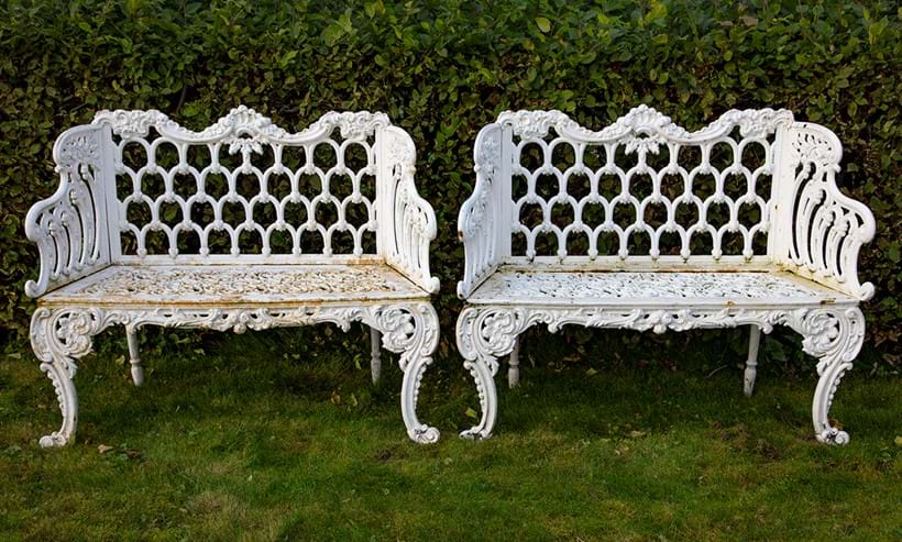 Inline Image - Lot 136: A pair of white painted cast iron garden seats, late 19th century | Est. £2,500-3,500 (+fees)