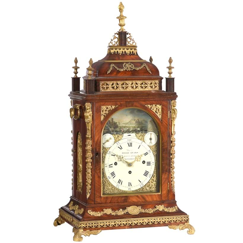 Inline Image - Lot 165: An impressive George III brass mounted musical quarter-chiming automaton table clock made for the Spanish market, Robert Higgs and James Evans, London, circa 1775 | Est. £7,000-10,000 (+fees)