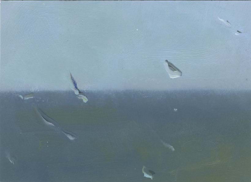 Inline Image - Lot 167: Lucy Marston, 'Kent Sea, 2021', Oil and Acrylic on Board | Sold for £500