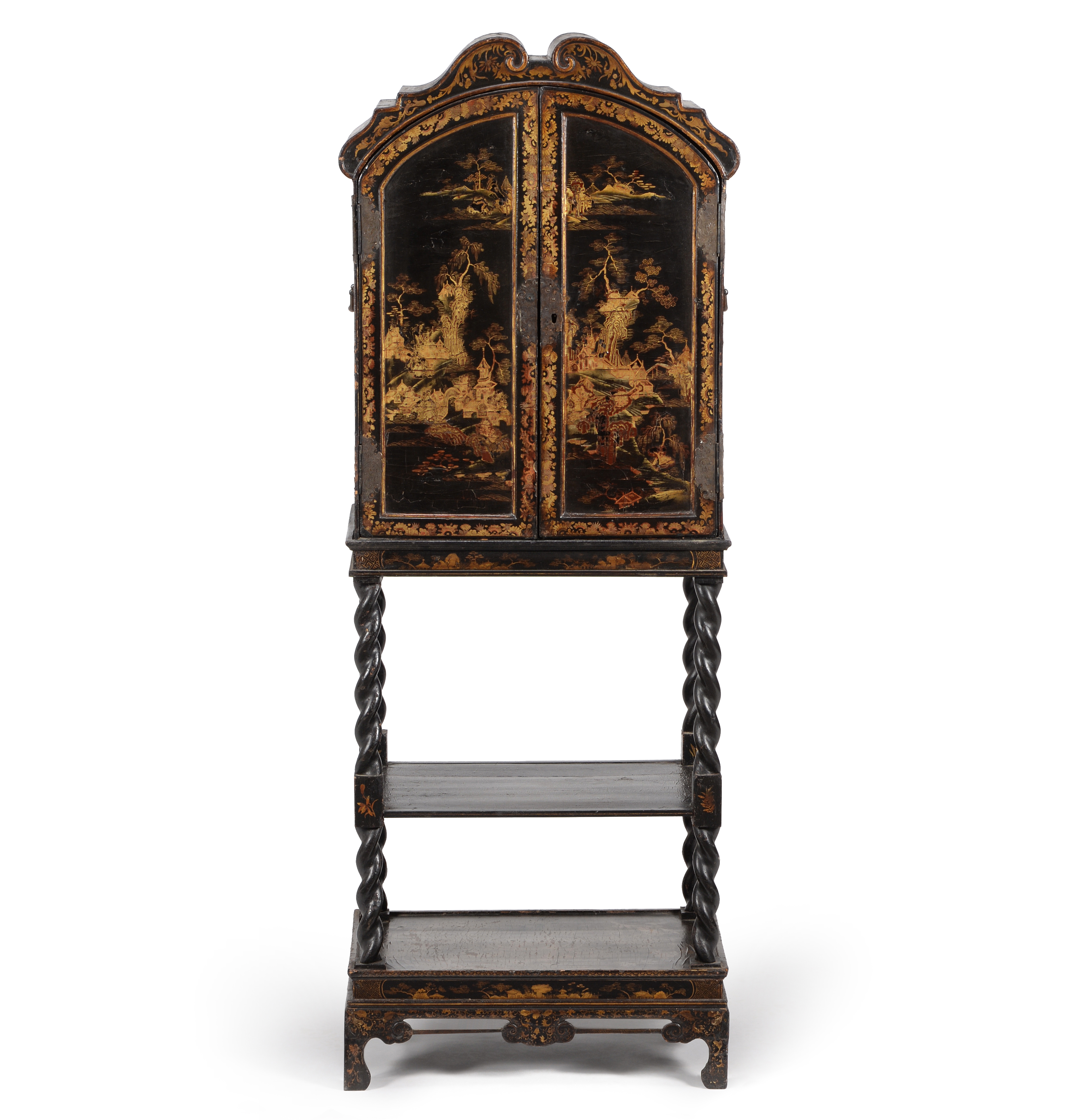 Inline Image - Lot 162: A Chinese Export black lacquer and gilt chinoiserie decorated cabinet on stand, first half 19th century | Est. £1,500-2,000 (+fees)