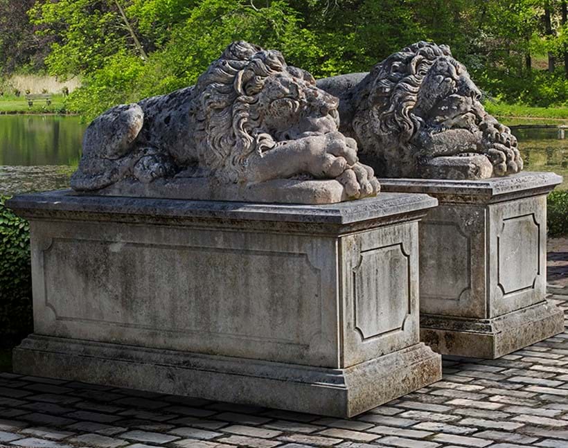 Inline Image - Lot 106: A pair of fine monumental sculpted limestone models of recumbent lions, 20th century, after Antonio Canova (Venetian, 1757-1822) | Est. £20,000-25,000 (+fees)