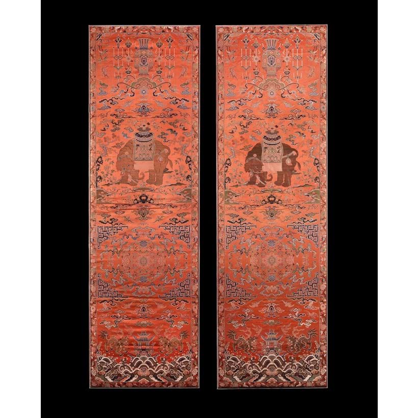 Inline Image - Lot 55: A fine pair of Chinese silk embroidered chair covers, yipi, 18th century | Est. £3,000-5,000 (+fees)