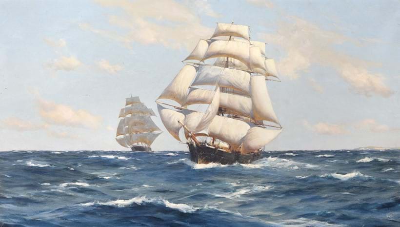 Inline Image - Lot 9: Thomas Jacques Somerscales (British 1842-1927), 'Tea Clippers Racing Up Channel', Oil on canvas | Est. £6,000-8,000 (+fees)