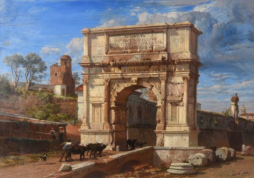 Inline Image - Lot 56: Frederick Lee Bridell (British 1831-1863), 'The Arch of Titus at Rome looking towards the capital ', Oil on canvas  | Est. £20,000-30,000 (+fees)