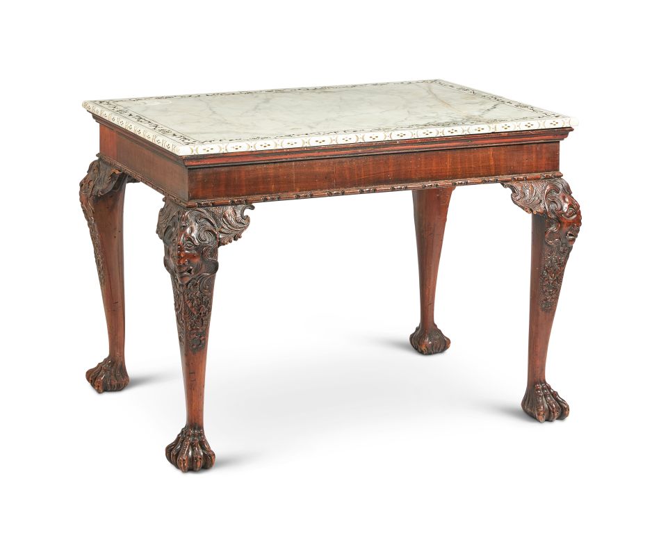 Lot 152: A GEORGE II STYLE CARVED MAHOGANY CENTRE TABLE, 20TH CENTURY