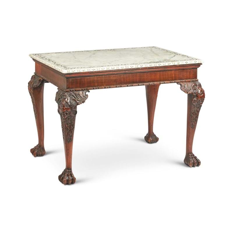 Lot 152: A GEORGE II STYLE CARVED MAHOGANY CENTRE TABLE, 20TH CENTURY