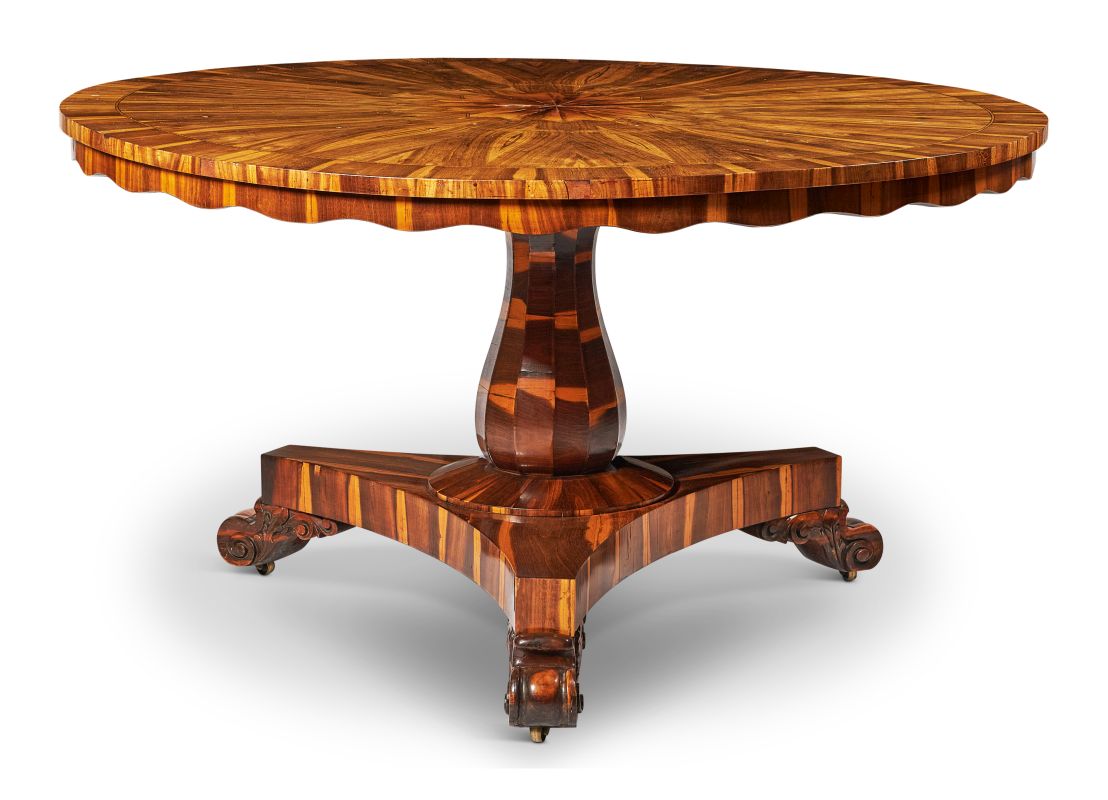 Lot 141: A WILLIAM IV LABURNUM CENTRE TABLE, CIRCA 1835