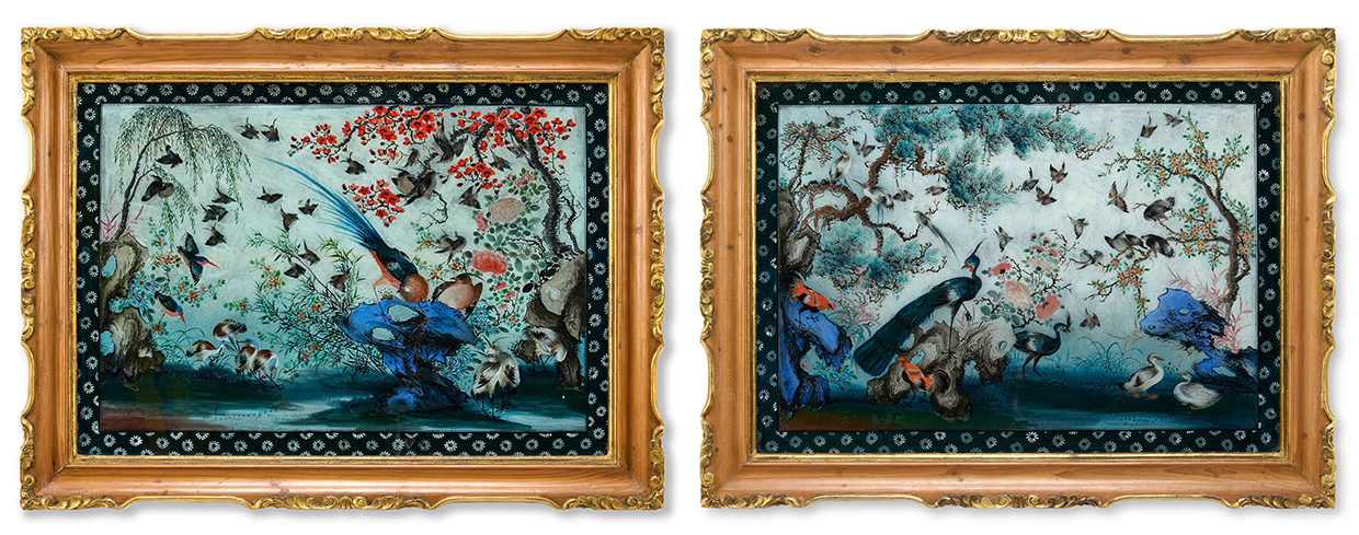 Lot 290 Pair Of Chinese Export Reverse Glass Paintings
