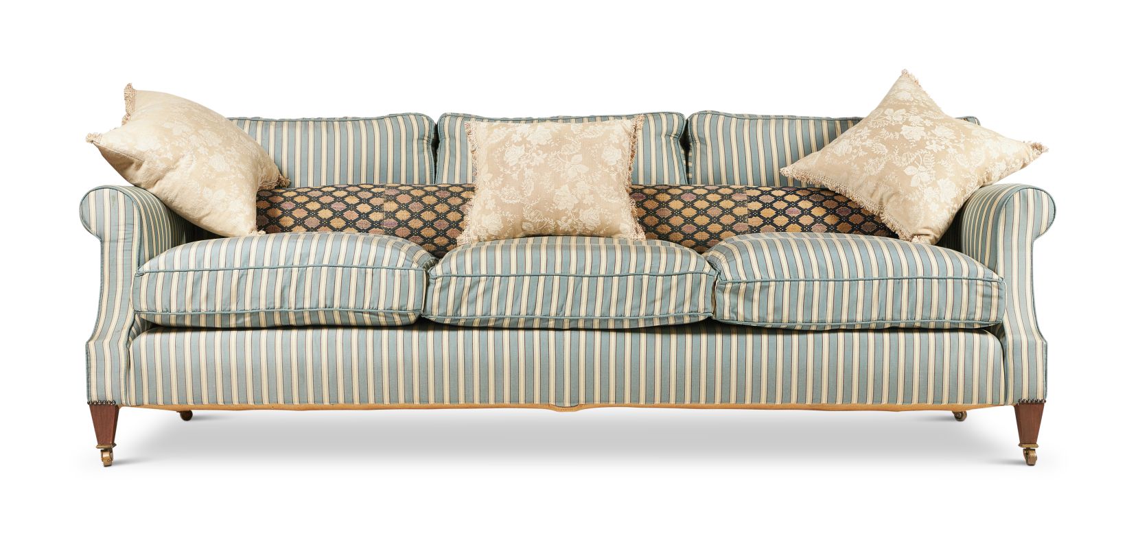 Lot 84: A LARGE THREE SEATER SOFA, LATE 20TH CENTURY 