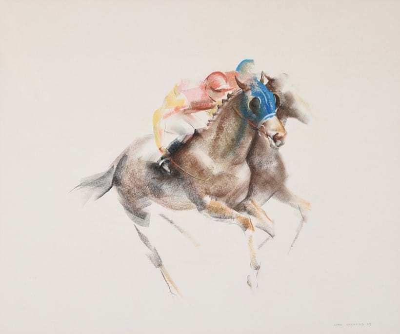 Inline Image - Lot 230: John Skeaping (British 1901-1980), 'Neck and Neck', Pastel | Est. £600-800 (+fees)