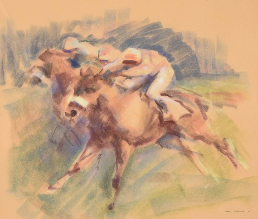 Inline Image - Lot 231: John Skeaping (British 1901-1980), 'All out for the post', Pastel | Est. £800-1,200 (+fees)