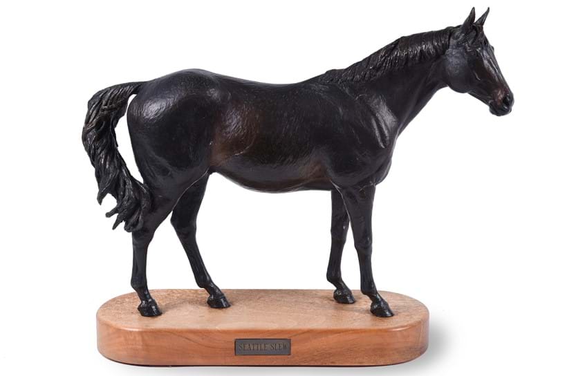 Inline Image - Lot 237: λ Liza Todd-Tivey (b. 1957), 'Seattle Slew', circa 1985, a patinated bronze model of a race horse | Est. £500-800 (+fees)