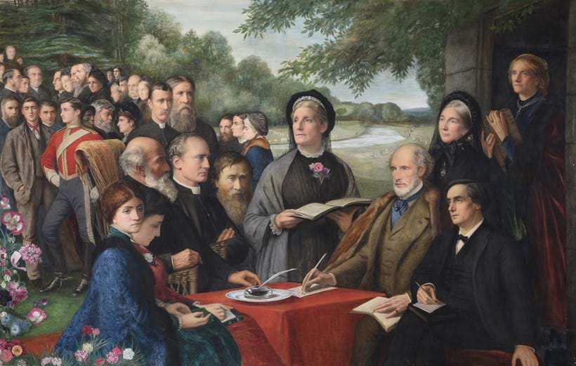 Inline Image - Edward Clifford (British 1844-1907), 'A group portrait of The Broadlands Conference', Pencil, watercolour and bodycolour with scratching out, Signed and dated 1887 (lower right) | Est. £8,000-12,000 (+fees)