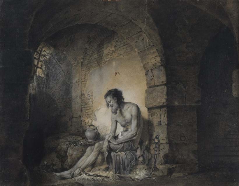 Inline Image - Lot 199: Josiah Boydell (British 1752-1817), 'The Captive, from Sterne', Charcoal, chalk and watercolour  | Est. £3,000-5,000 (+fees)