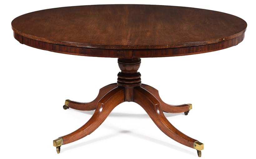 Inline Image - Lot 74: an Irish George III mahogany circular concentric extending dining table, circa 1800 | Est. £6,000-8,000 (+fees)