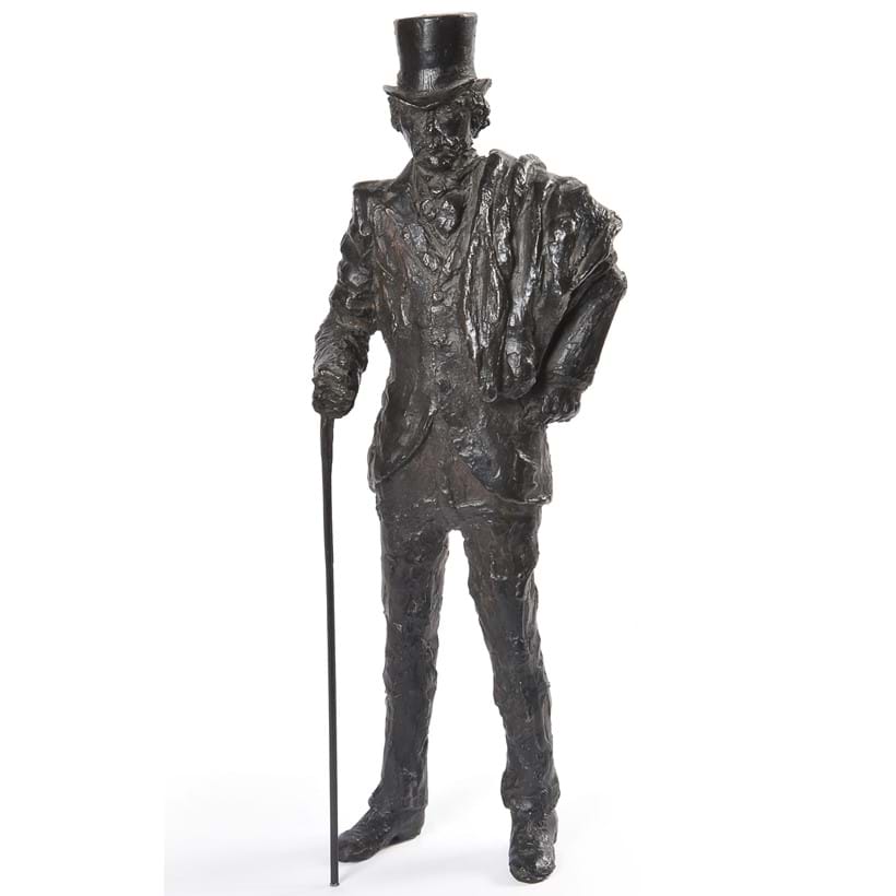Inline Image - Lot 75: Angela Conner (born 1935), bronze full length portrait of 'James Abbott McNeill Whistler' | Est. £1,500-2,000 (+fees)