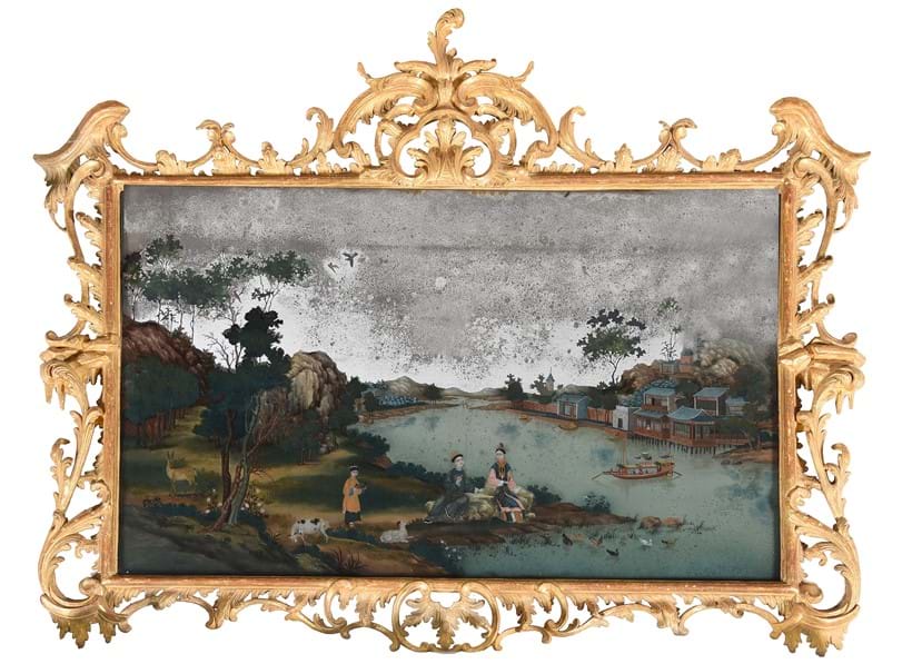 Inline Image - Lot 81: A Chinese Export reverse-painted wall mirror, third quarter 18th century | Est. £20,000-30,000 (+fees)