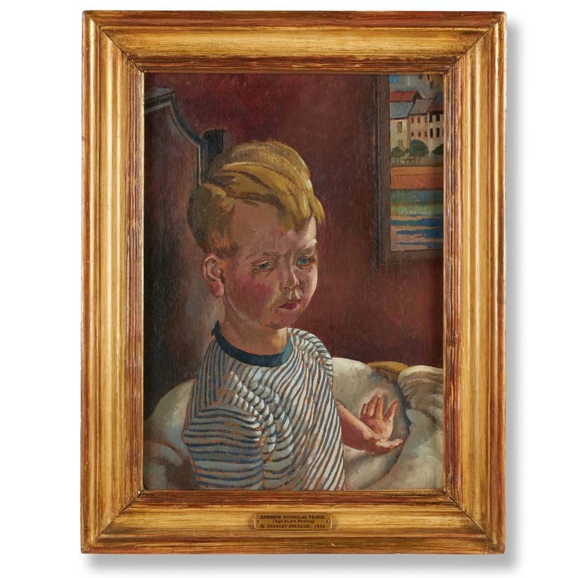 Inline Image - Lot 36: λ Stanley Spencer (British 1891-1959), 'Portrait of Andrew Nicholas Frank (aged 2 1/2 yrs) resting', oil on panel | Est. £30,000-50,000 (+fees)